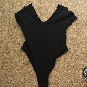 SHEIN Lettuce Trim Ribbed Bodysuit